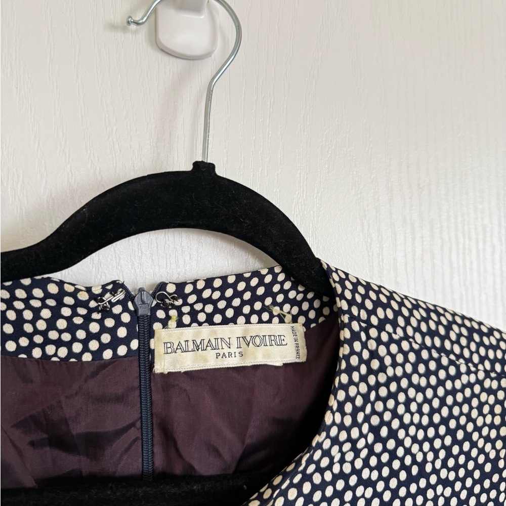 Balmain Ivoire Paris Vintage Polka Dot Ruffle Dress - Picture 3 of 8